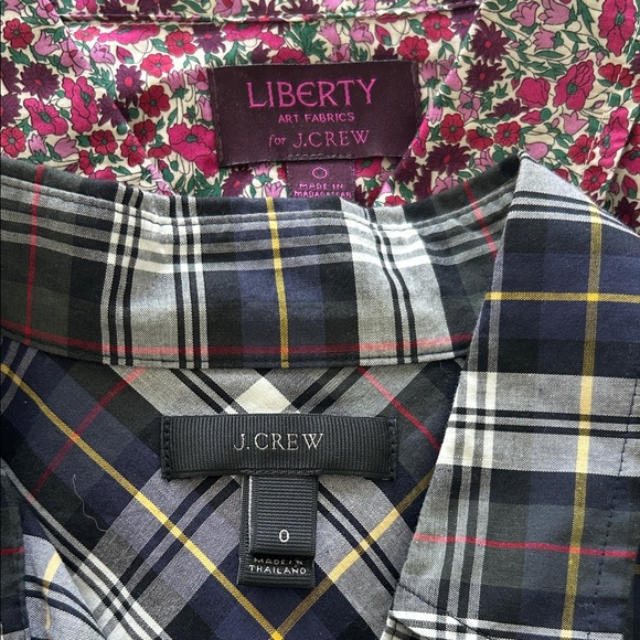 J. Crew Pink Floral and Blue Plaid Shirt - Picture 2 of 3